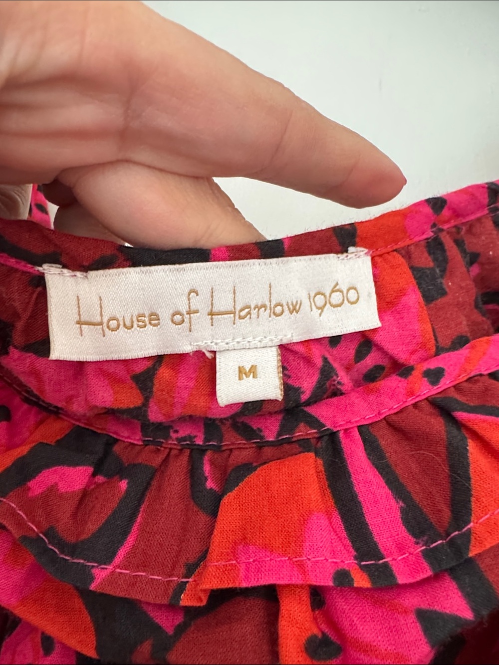 House of Harlow 1960 Pink and Black Floral Print Peasant Dress - Picture 2 of 7